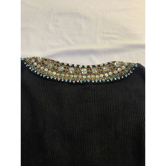 Berek By Takako Sakon Black Embellished Top Sweater Size Small - Picture 8 of 9